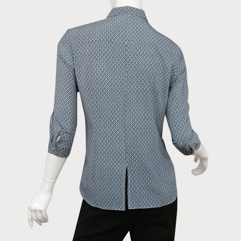 NIEBIESKA KOSZULA DAMSKA Z WZORKIEM D11-43