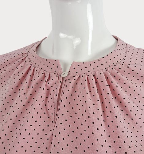 RÓŻOWA BLUZKA  DAMSKA  KROPECZKI D11-130