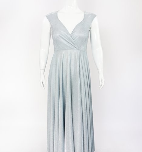 Brokatowa sukienka plus size z rozcięciem D2‑P395