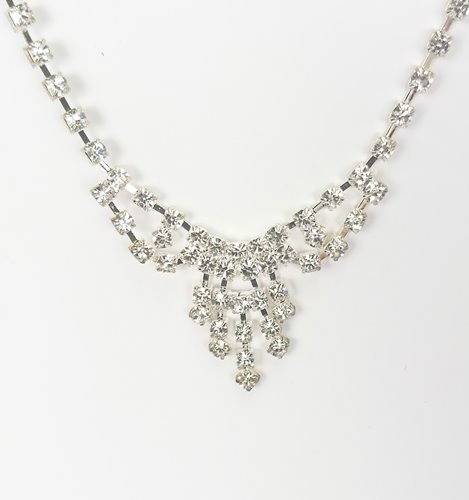 Srebrny komplet ślubny naszyjnik z cyrkoniami kolczyki D13-145