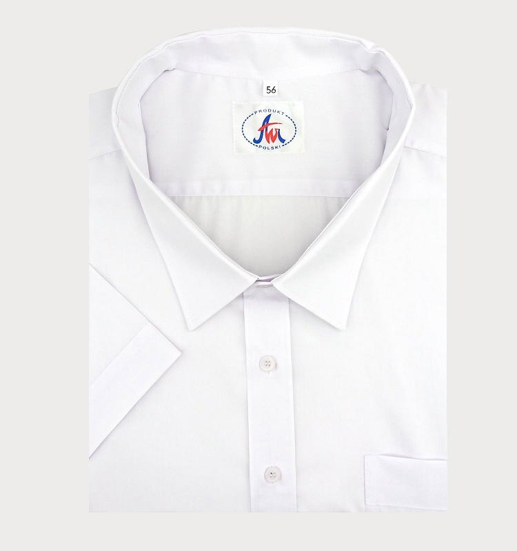 Biała gładka koszula męska plus size krótki rękaw polska M3-P216