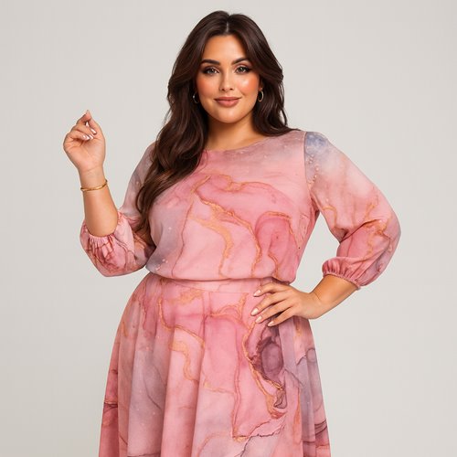 Zwiewna asymetryczna sukienka plus size D2‑P305