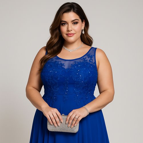 Długa sukienka plus size z koronką D2‑P393
