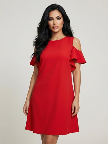 CZERWONA  SUKIENKA Z FALBANKAMI D2-46