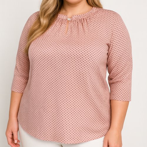 Różowa bluzka w kropeczki plus size D11-P134