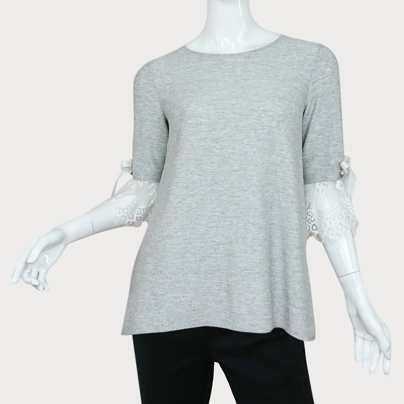 BLUZKA DAMSKA Z SREBRNĄ NITKĄ I KORONKĄ D11-94