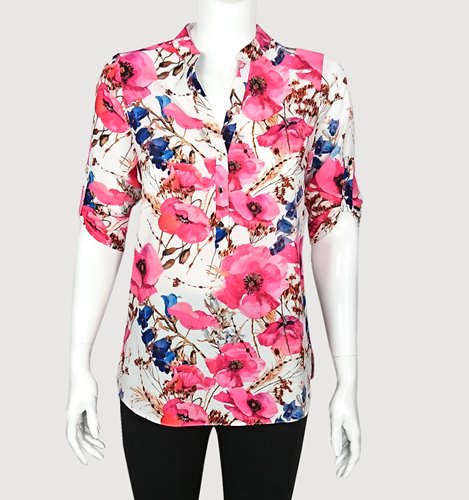 ELEGANCKA BLUZKA  KWIATY D11-114