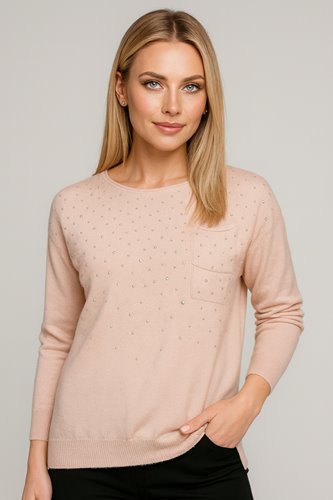 DZIANINOWY  SWETER  ZDOBIONY D32-4