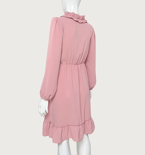 RÓŻOWA SUKIENKA Z FALBANAMI  D2-288