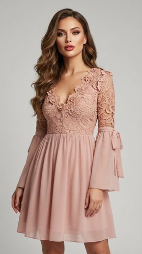 ELEGANCKA SUKIENKA  Z KORONKĄ BOHO