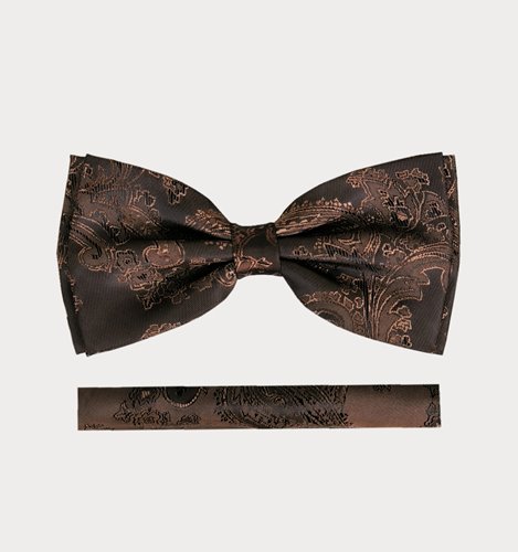 BRĄZOWA MUCHA MĘSKA I POSZETKA  WE WZÓR   M12-188