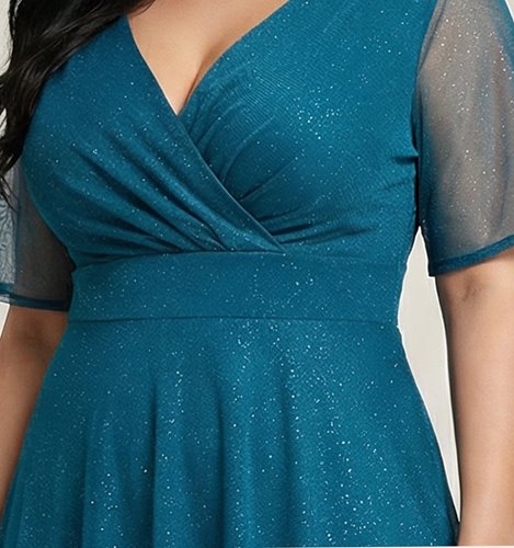 SUKIENKA MAXI MORSKA Z BŁYSZCZĄCYM TIULEM