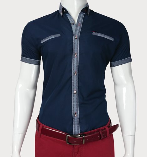 BAWEŁNIANA GRANATOWA KOSZULA MĘSKA M3-64