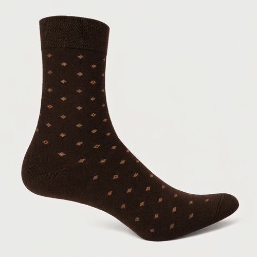 BRĄZOWE SKARPETY MĘSKIE WE WZÓR GEOMETRYCZNY