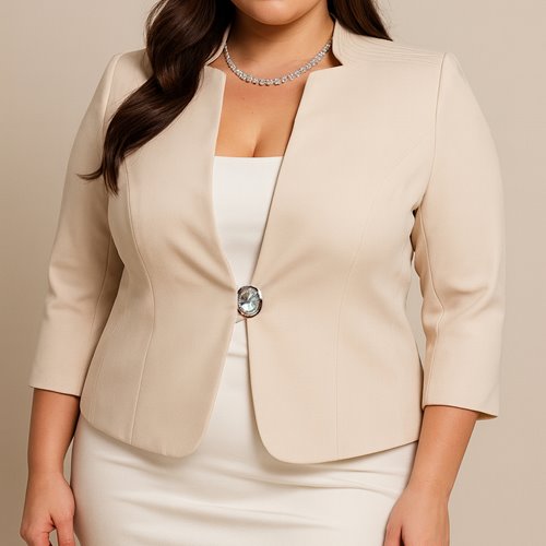 Klasyczny żakiet damski plus size z rękawem 3/4 D5-P26