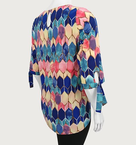 Wzorzysta bluzka damska plus size D11-P137