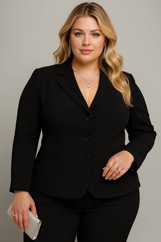 Taliowany żakiet damski plus size z klapami D5-P32