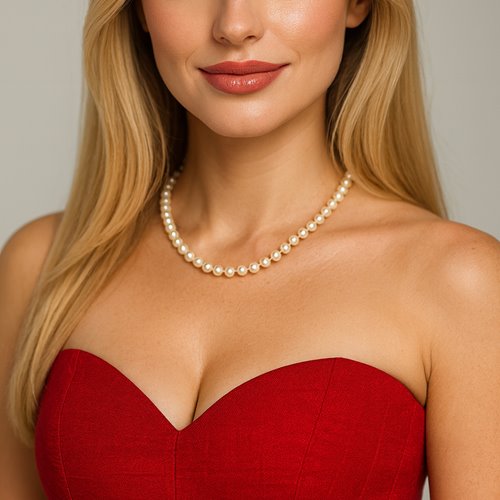 Naszyjnik z pereł sztucznych kremowy klasyczny damski D13-132