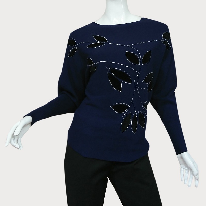 DZIANINOWA BLUZKA DAMSKA O KIMONOWYM KROJU D11-89