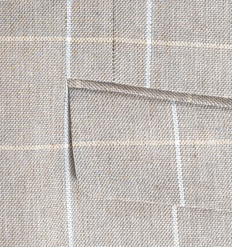 MARYNARKA MĘSKA BEŻOWA W KRATĘ BAWEŁNA LEN