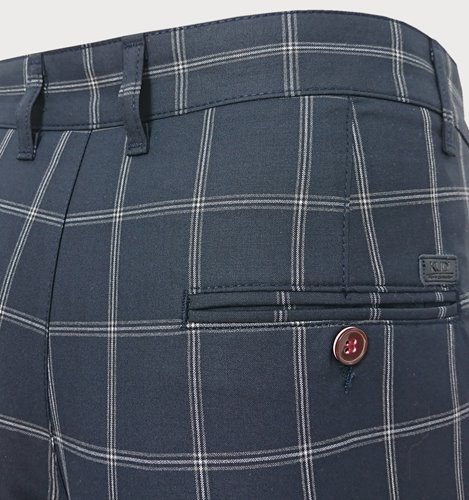 GRANATOWE SPODNIE MĘSKIE W KRATĘ  M4-31