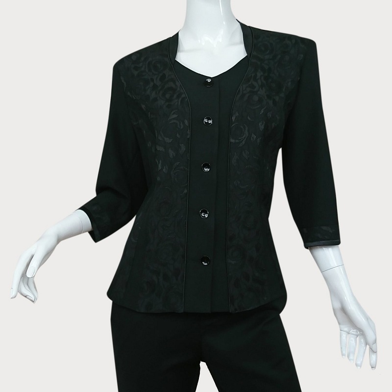 ELEGANCKA CZARNA BLUZKA  WIZYTOWA D11-78