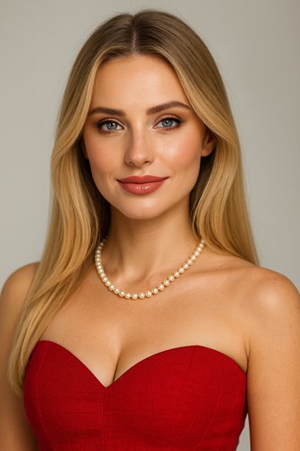 Naszyjnik z pereł sztucznych kremowy klasyczny damski D13-132