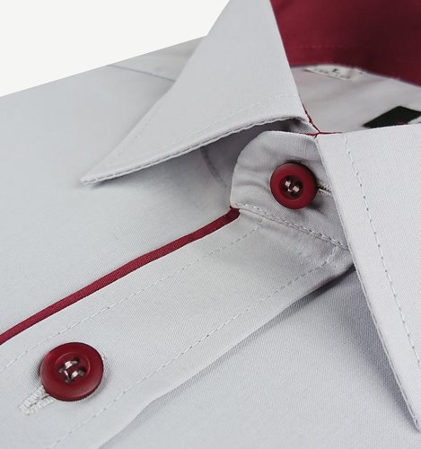 SZARA KOSZULA Z BORDOWĄ LAMÓWKĄ   M3-208