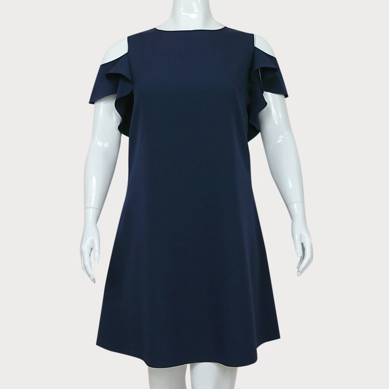 GRANATOWA SUKIENKA Z FALBANKAMI D2-44