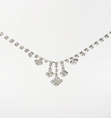 Srebrny komplet naszyjnik wiszący z cyrkoniami kolczyki D13-139