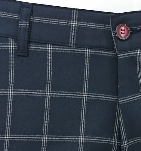 GRANATOWE SPODNIE MĘSKIE W KRATĘ  M4-31