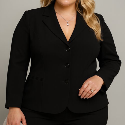 Taliowany żakiet damski plus size z klapami D5-P32