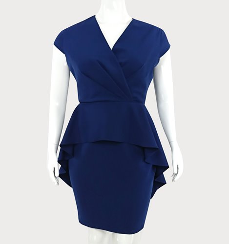 Elegancka sukienka plus size z baskinką D2‑P331