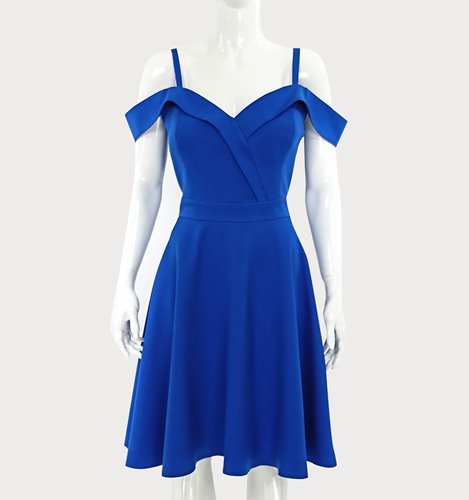 NIEBIESKA SUKIENKA ROZKLOSZOWANA   D2-340