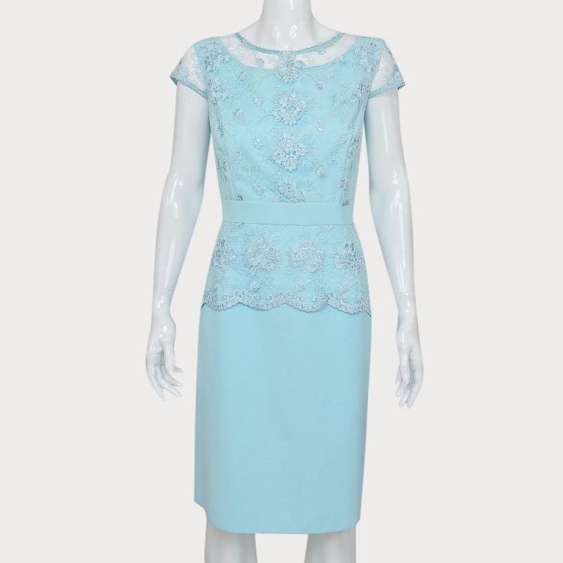 BŁEKITNA SUKIENKA Z KORONKĄ  D2-108