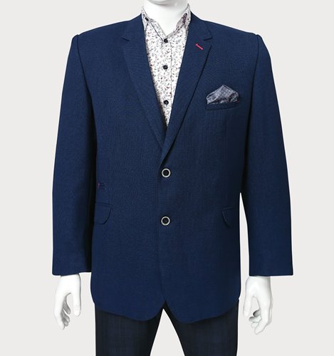 Granatowa marynarka męska plus size z fakturą i poszetką M22-P20