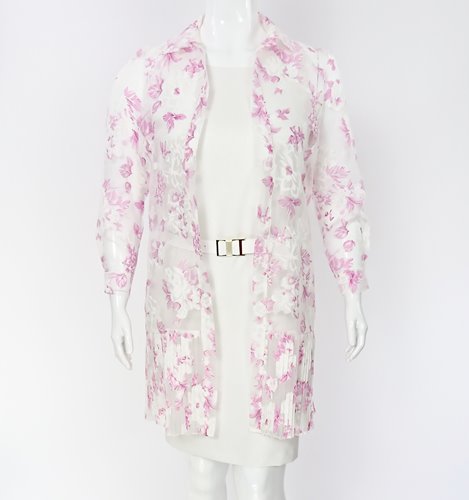 Sukienka plus size z narzutką i paskiem D2‑P378