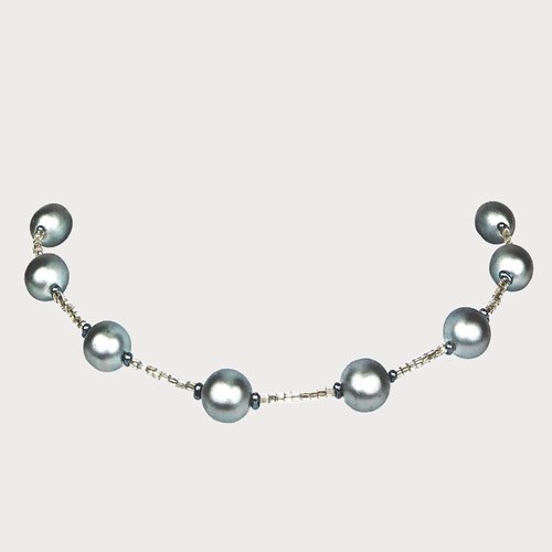 Szary naszyjnik z koralików perłowych elegancki damski D13-10