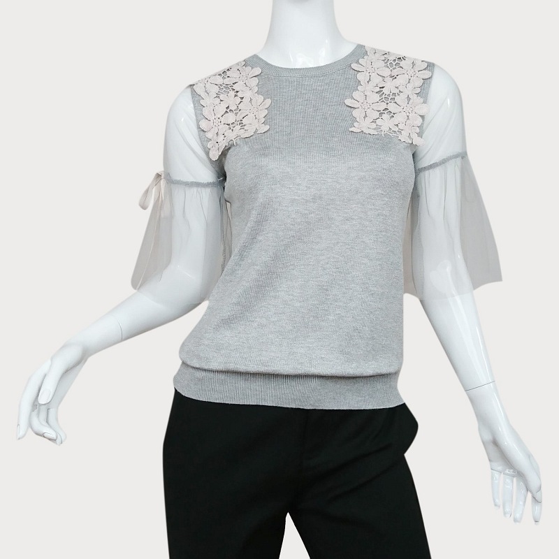 DZIANINOWA BLUZKA  DAMSKA  KORONKA  TIUL  D11-95