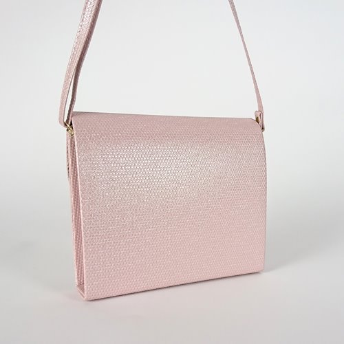 Różowa torebka z kokardką ze skóry ekologicznej na ramię D10-26