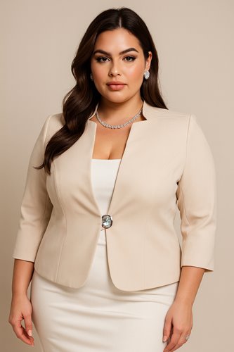 Klasyczny żakiet damski plus size z rękawem 3/4 D5-P26
