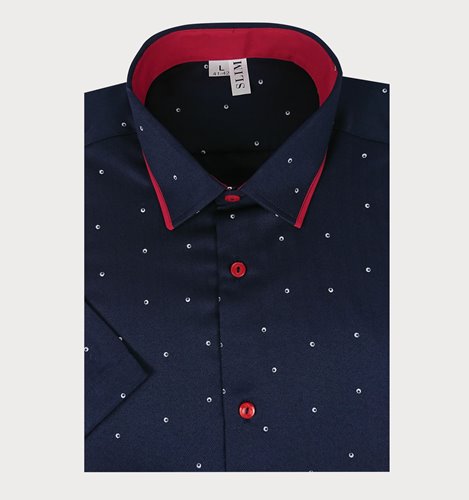 KOSZULA GRANATOWA W ATRAKCYJNY WZÓR  SLIM  M3-70