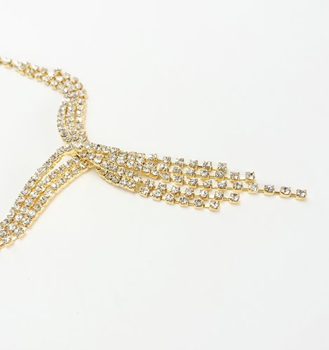 Złoty komplet naszyjnik kaskadowy z cyrkoniami kolczyki D13-143