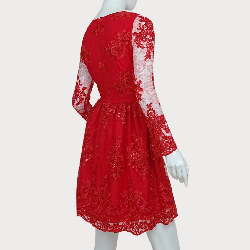 ELEGANCKA CZERWONA KORONKOWA SUKIENKA D2-36