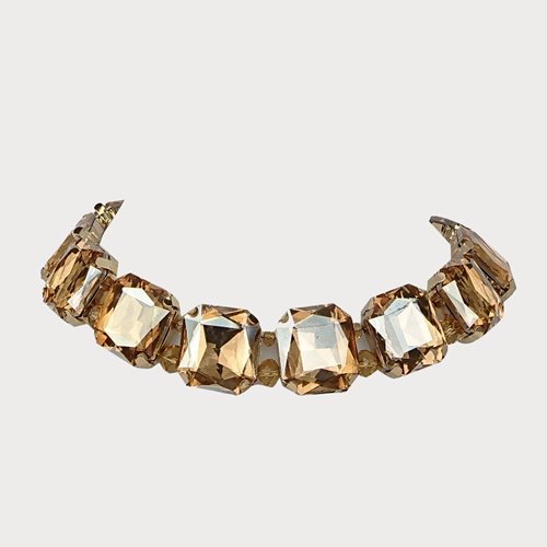 Złoty naszyjnik z dużymi kryształami statement elegancki D13-1