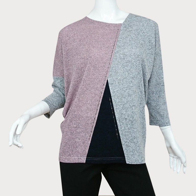 BLUZKA Z GEOMETRYCZNYM WZOREM  D11-84