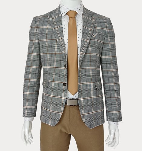 MARYNARKA MĘSKA  SZARA W KRATĘ  M22-23