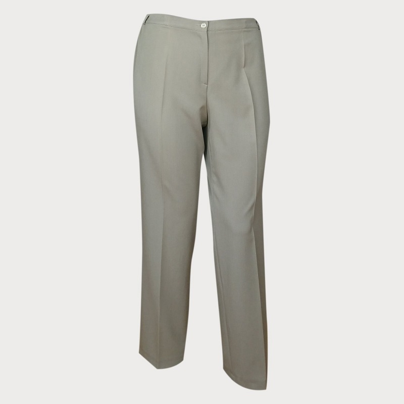 Beżowe eleganckie spodnie plus size z kantem D4-P18