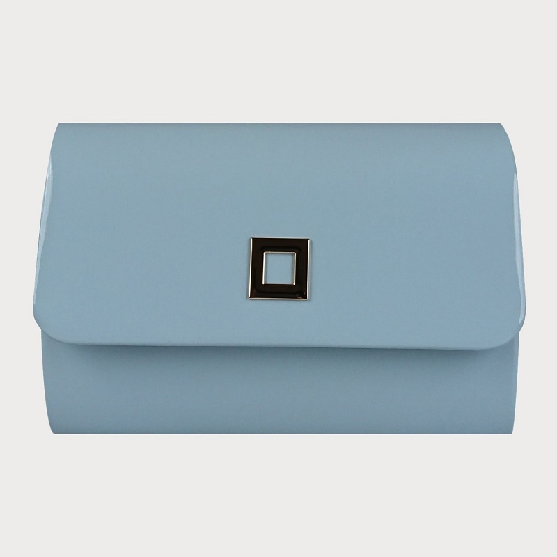 Niebieska lakierowana torebka baby blue z klamrą ze skóry ekologicznej D10-36