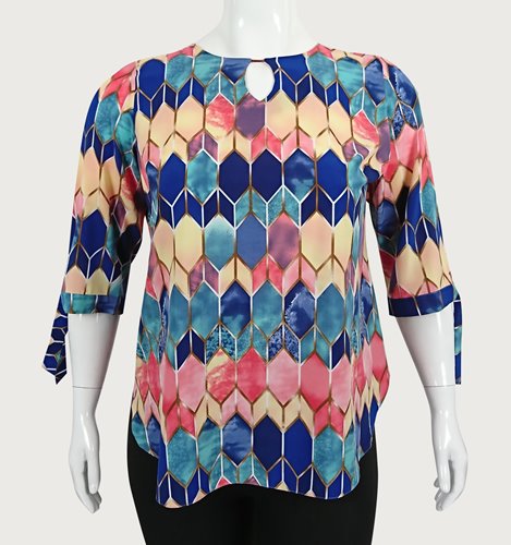 Wzorzysta bluzka damska plus size D11-P137